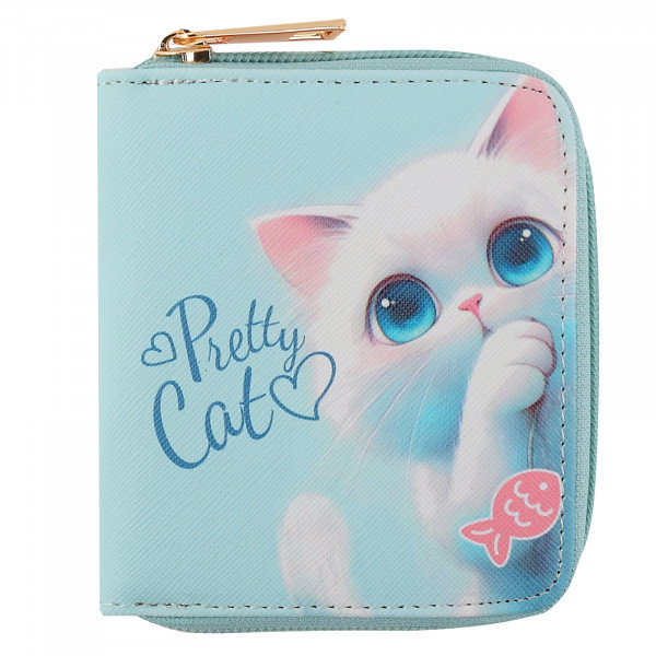 Кошелек кожзам 120*100мм Пушистик, голубой