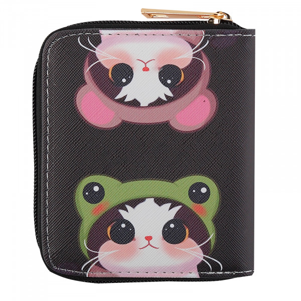 Кошелек кожзам 120*100мм Cat fun, черный