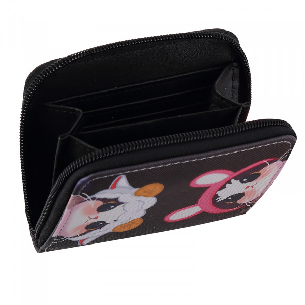 Кошелек кожзам 120*100мм Cat fun, черный
