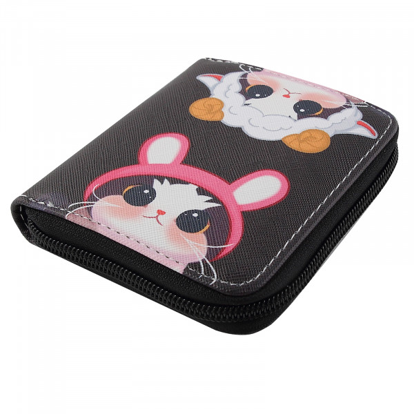 Кошелек кожзам 120*100мм Cat fun, черный