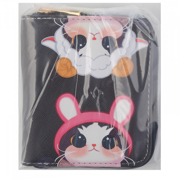 Кошелек кожзам 120*100мм Cat fun, черный