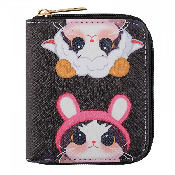 Кошелек кожзам 120*100мм Cat fun, черный