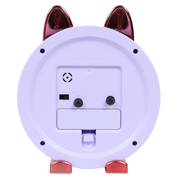 Часы-будильник пластик.настол. Котик, сиреневый