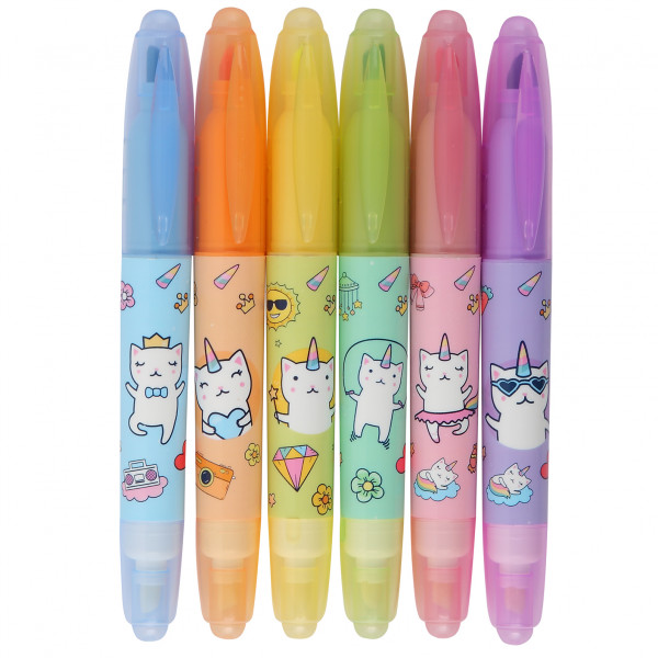 Набор текстовыделителей 6цв. 1-5мм стираемые