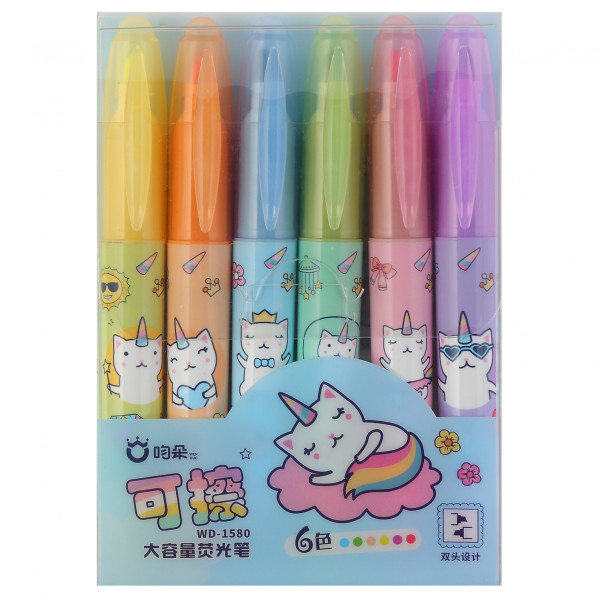 Набор текстовыделителей 6цв. 1-5мм стираемые