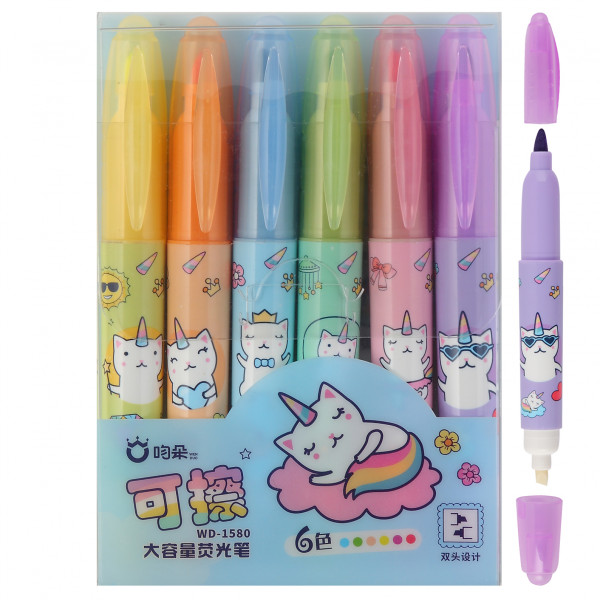 Набор текстовыделителей 6цв. 1-5мм стираемые