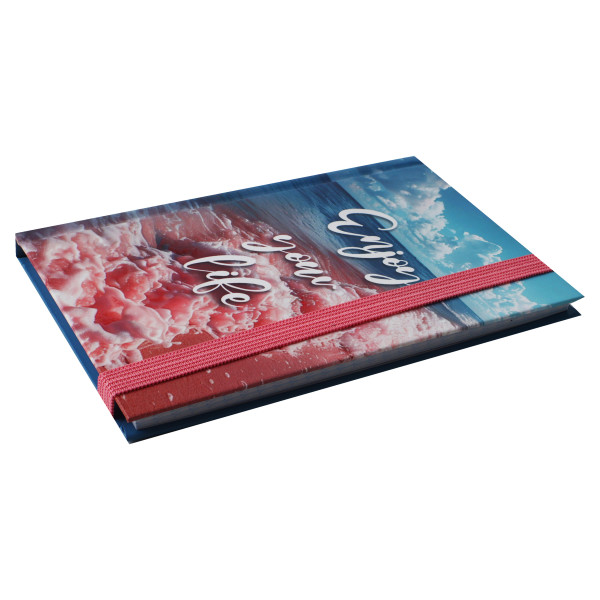 Записная книжка А6 ,80 л.кл. тв обл Морской прибой на резинке