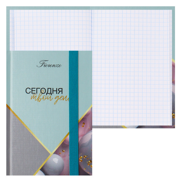 Записная книжка А6 ,80 л.кл. тв обл Marble balls на резинке