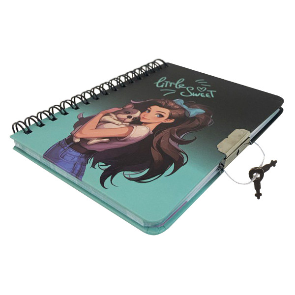 Записная книжка А6 60л.лин. Sweet puppy, тв.обл, на замке, спираль