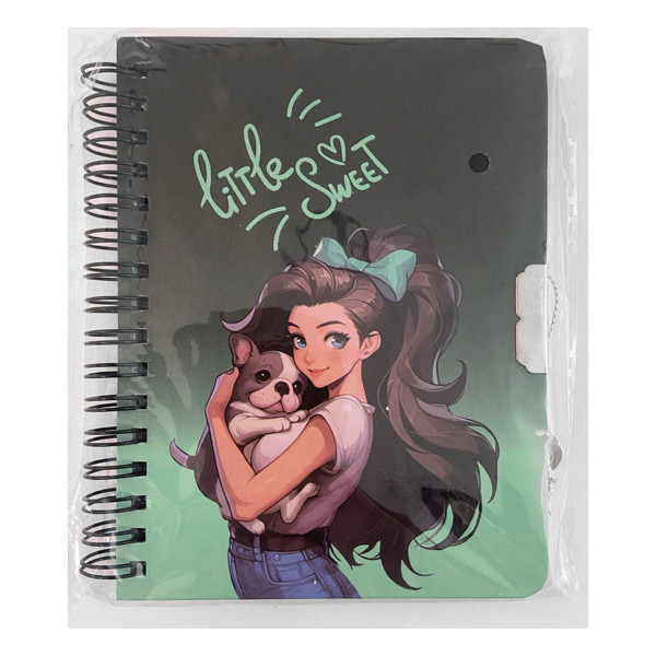 Записная книжка А6 60л.лин. Sweet puppy, тв.обл, на замке, спираль