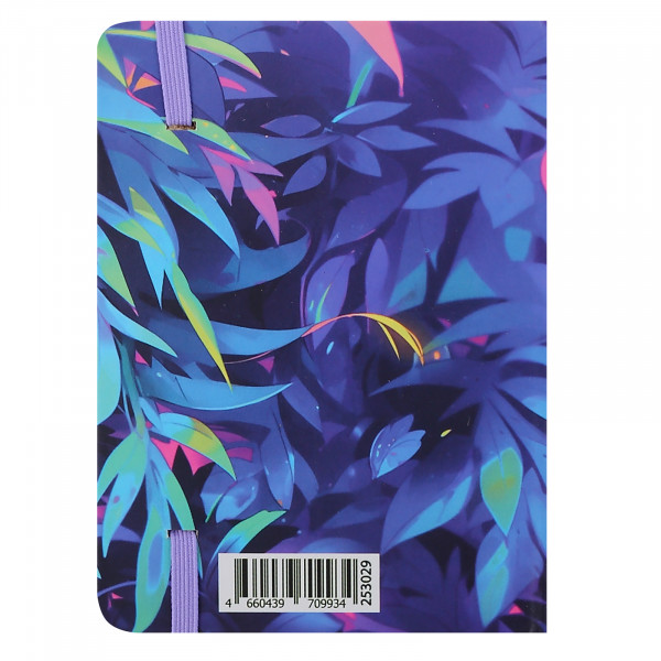 Записная книжка А6 64л.лин. Tropical cat, тв.обл, на резинке