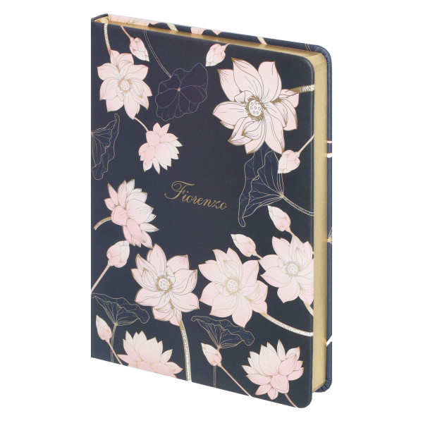 Ежедневник А5 н/д тв обл 7Бц к/з поролон 168л FLORENZO Цветок лотоса тонир 2 ляссе