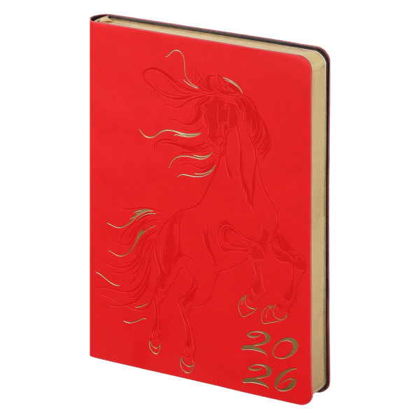 Ежедневник А5 дат 2026г.интегр к/з 176л Horse тонир 2 ляссе красный Ежедневник А5 дат 2026г.интегр к/з 176л Horse тонир 2 ляссе красный