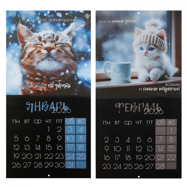 Календарь перекидной настен. 2026 Кошачья жизнь, скоба Календарь перекидной настен. 2026 Кошачья жизнь, скоба