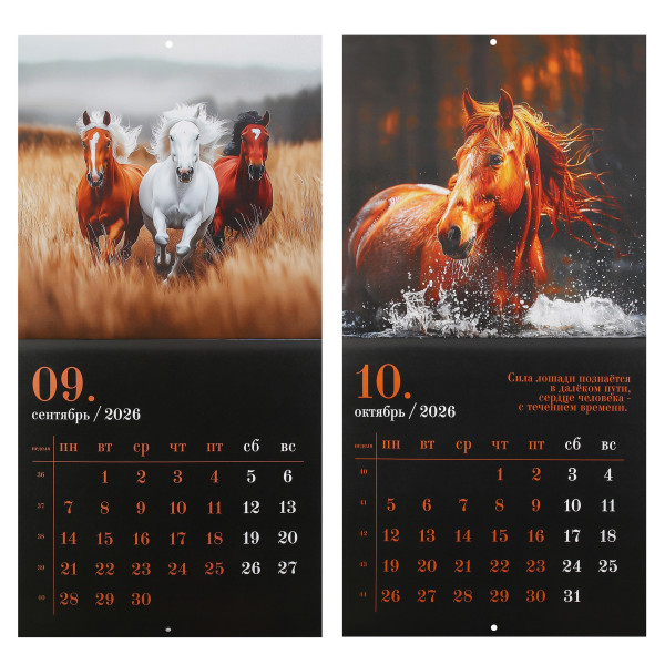 Календарь перекидной настен. 2026 Год лошади, скоба
