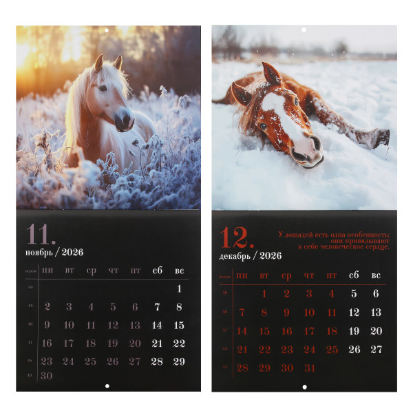 Календарь перекидной настен. 2026 Год лошади, скоба