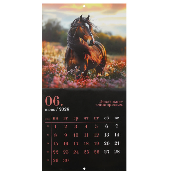 Календарь перекидной настен. 2026 Год лошади, скоба