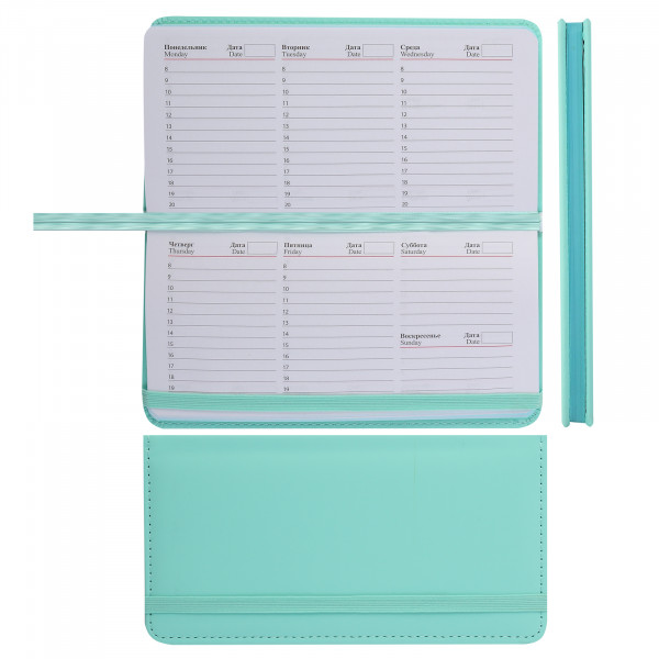 Еженедельник (планинг)  А6 недат. тв.обл. к/з 7Бц 64л Simply, мятный