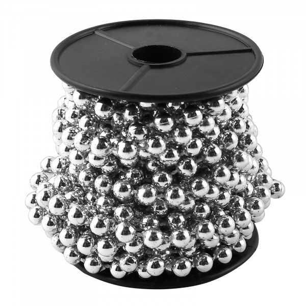 Бусы 5м пластик, серебро