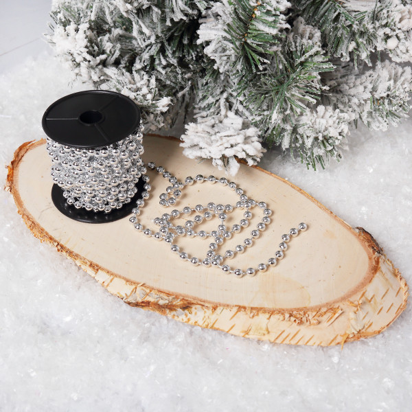 Бусы 5м пластик, серебро