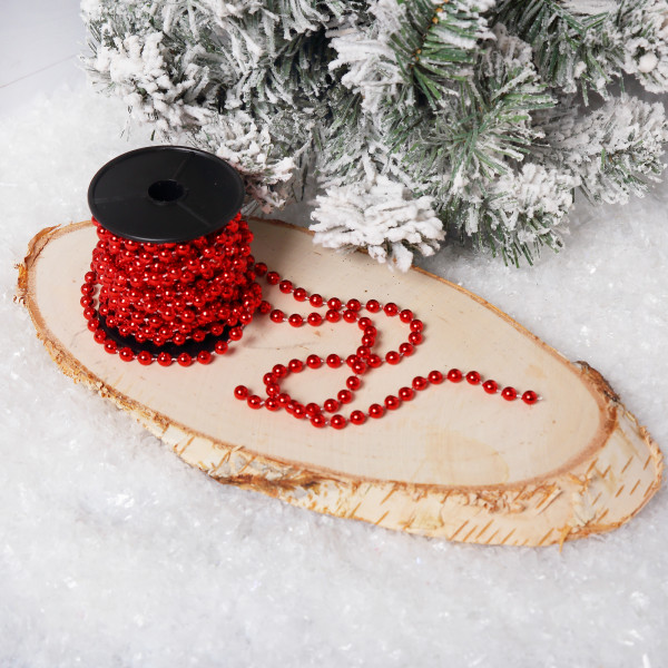 Бусы 5м пластик, красные