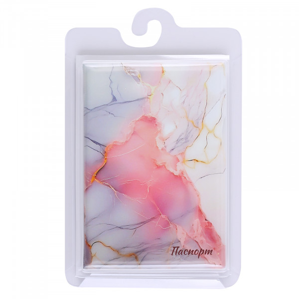 Обложка для паспорта ПВХ FLORENZO Marble pastel печать без уголков