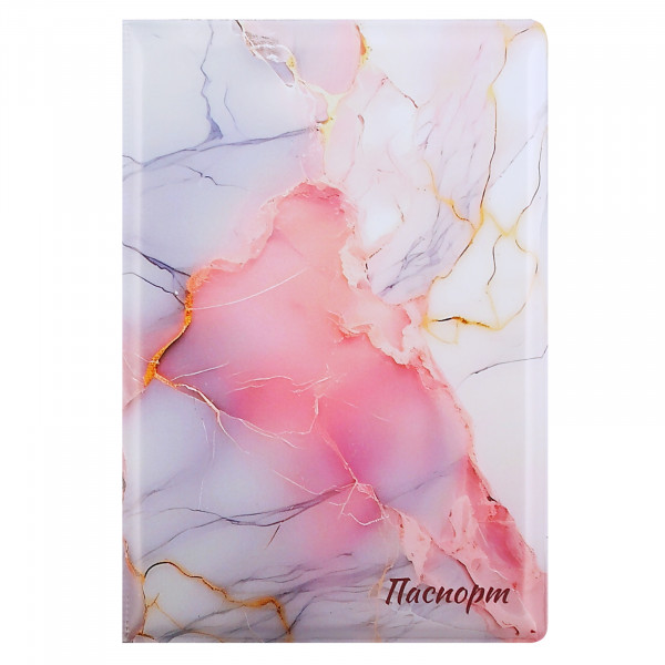 Обложка для паспорта ПВХ FLORENZO Marble pastel печать без уголков