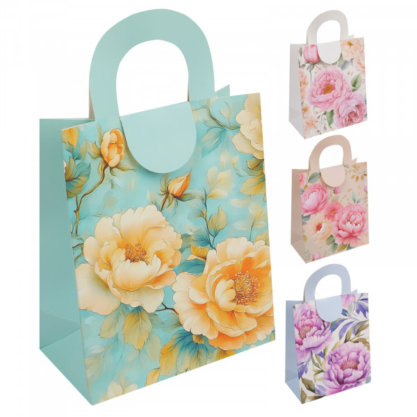Пакет подар. 15*18*8 Пионы мат. лам. 250г/м2 ассорти 4 вида