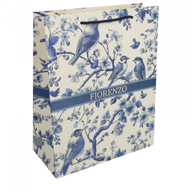 Пакет подар. 26*32*12 Blue birds мат. лам. 210г/м2