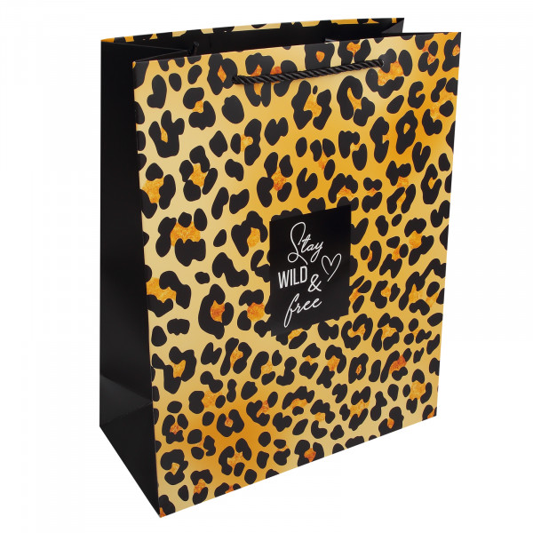 Пакет подар. 26*32*12 Леопард мат. лам. 210г/м2