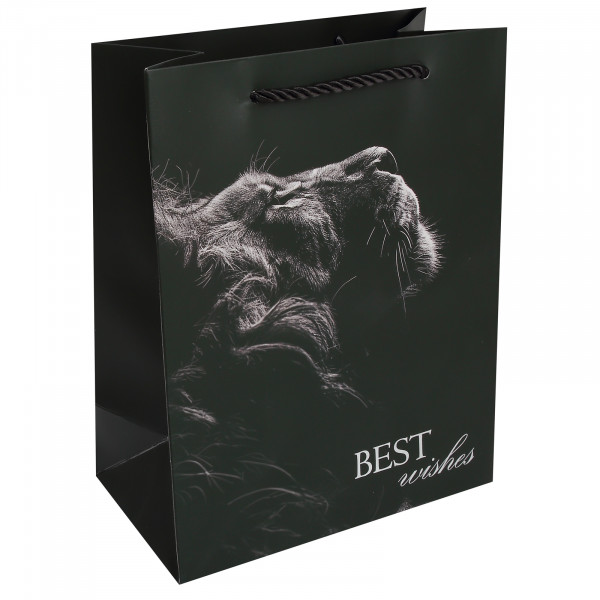 Пакет подар. 18*23*10 Black Lion матов. ламинация тисн. фольгой 210г/м2