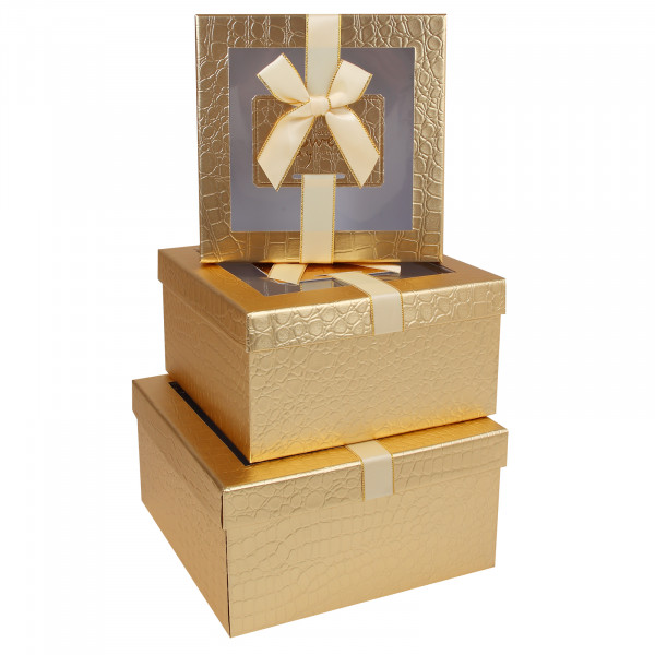 Набор подарочных коробок 3 шт с окном Sweet day золото