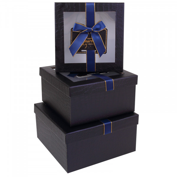 Набор подарочных коробок 3 шт с окном Sweet day темно-синий