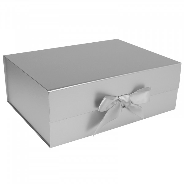 Коробка подарочная Бантик 25*33*12 серебро