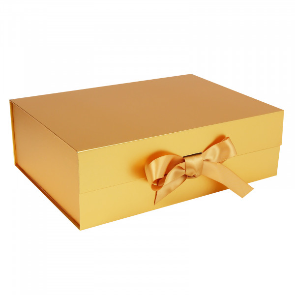 Коробка подарочная Бантик 20*28*9 золото