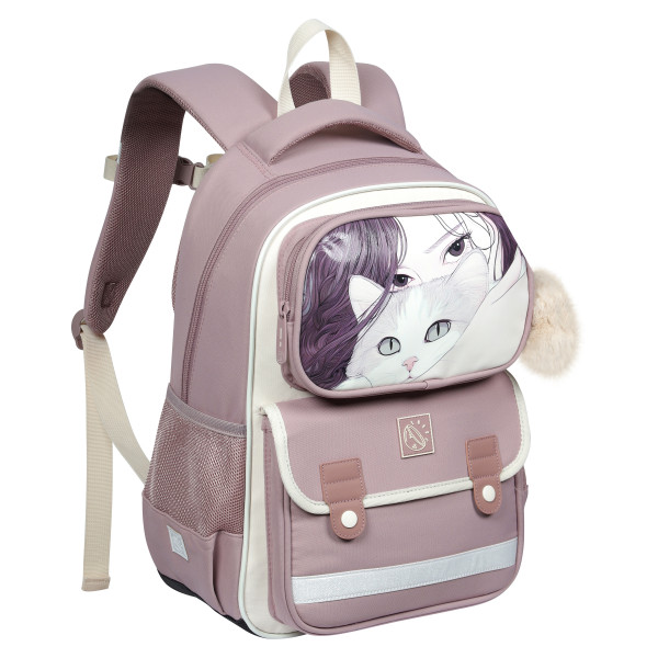 Ранец эргоном.спинка 1отд 39*28*14 Happy School 1 Любимый котик