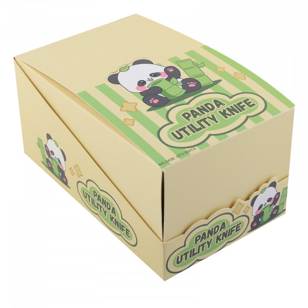 Нож канцелярский 9мм фиксатор Panda ассорти