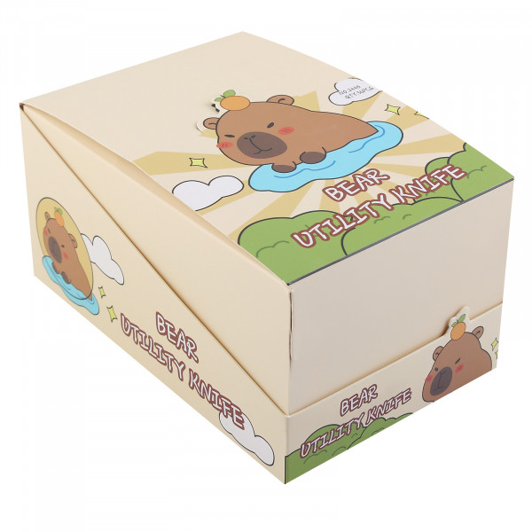 Нож канцелярский 9мм фиксатор Capybara ассорти