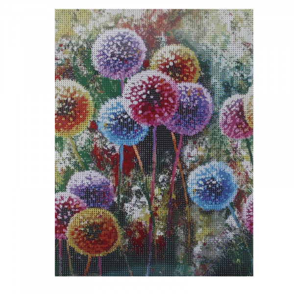 Алмазная мозаика (класс.) Разноцветные одуванчики 30*40см. 30цв.