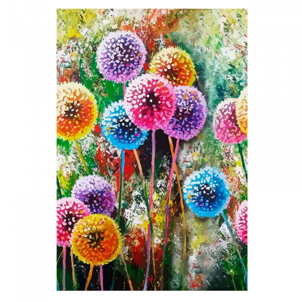 Алмазная мозаика (класс.) Разноцветные одуванчики 30*40см. 30цв.