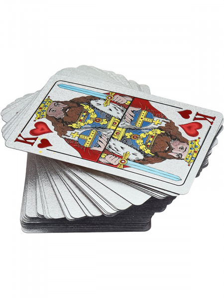 Карты игральные пласт. "5000" 54шт. серебристые