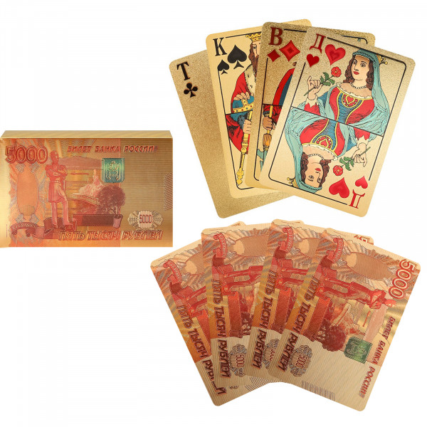 Карты игральные пласт. "5000" 54шт. золотистые