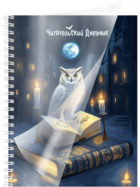 Читательский дневник А5 56л. Сова и книга, гребень, закладка