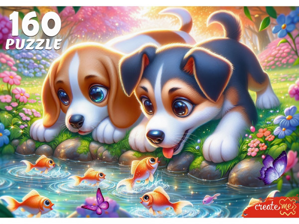 Пазлы 160 Щенки и рыбки