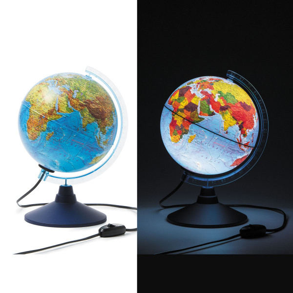 Глобус 210мм физико-политический Классик Евро Ке012100181 с подсветкой