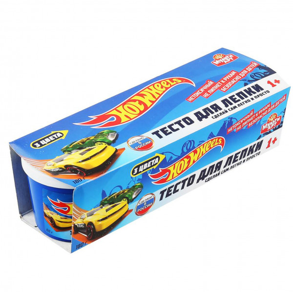 Тесто для лепки 3 цвета по 60гр MULTI ART Hot Wheels 100PD3-HW/303776