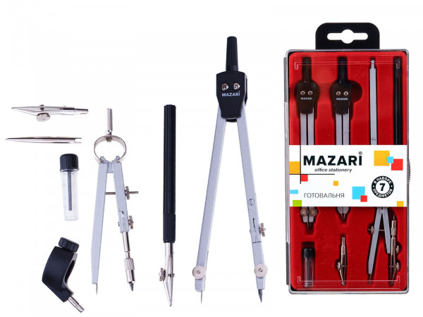 Готовальня 7пр MAZARI M-4508 пластик футляр