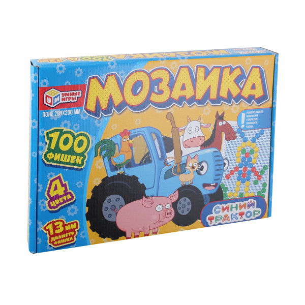 Мозаика пластик. Синий трактор 100ф. 4цв.