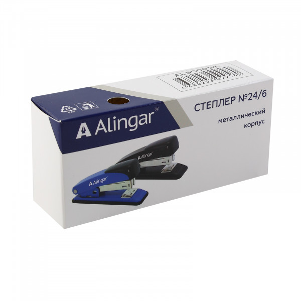 Степлер №24/6 Alingar, на 20 л., корпус металлический, черный арт. AL6000/BK