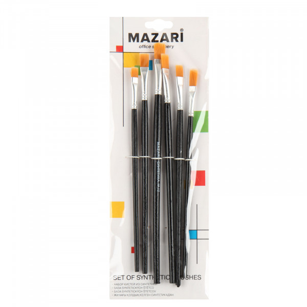 Набор кистей 6шт (Нейлон плоские №1,2,3,4,5,6) Mazari М-5151